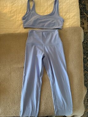 Aritzia Lavender High-Waist Leggings with Matching Sports Bra